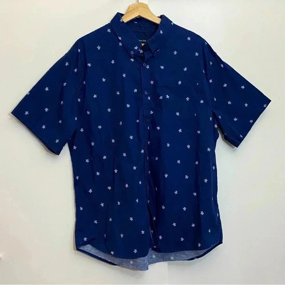 Jachs New York men navy blue  button short sleeve with pocket casual work shirt - Picture 1 of 7
